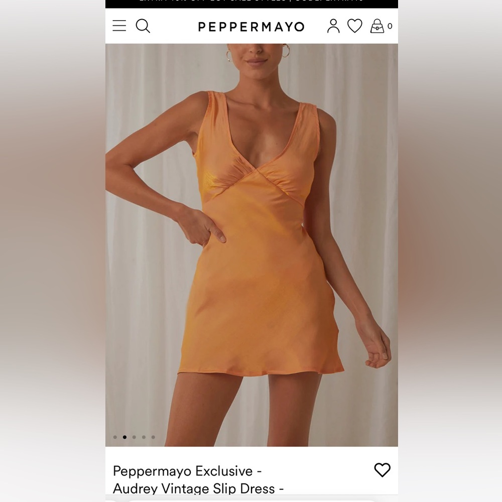 Peppermayo Exclusive - Audrey Vintage Slip Dress - Mango Shimmer size 2